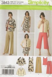 3843 SHIFT DRESS SLVLSS TOP OPEN JACKET PANTS PATTERN 10-18